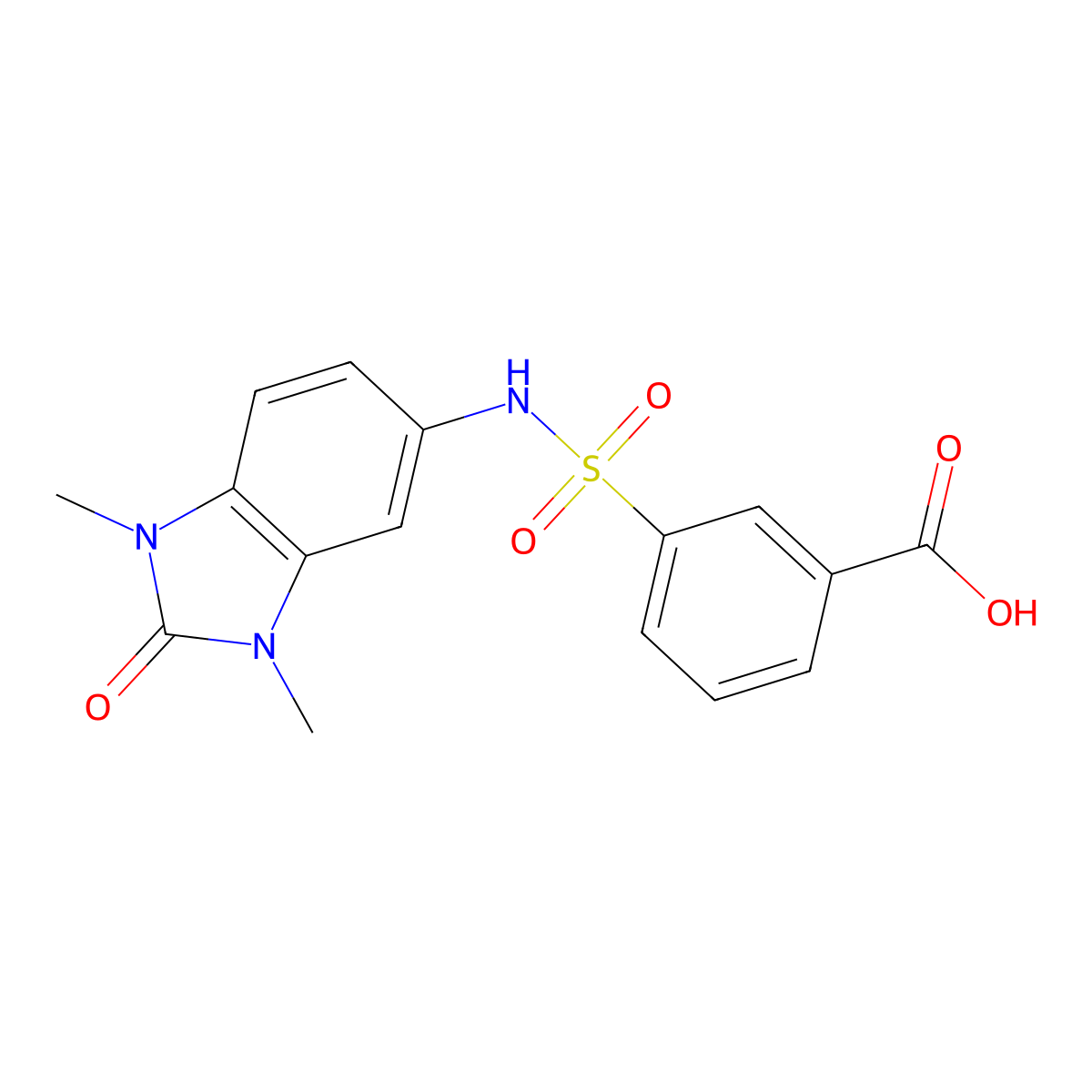 3-[(1,3-dimethyl-2-oxo-2,3-dihydro-1H-1,3-benzodiazol-5-yl)sulfamoyl]benzoic acid molecular structure, CAS 2793042-00-7