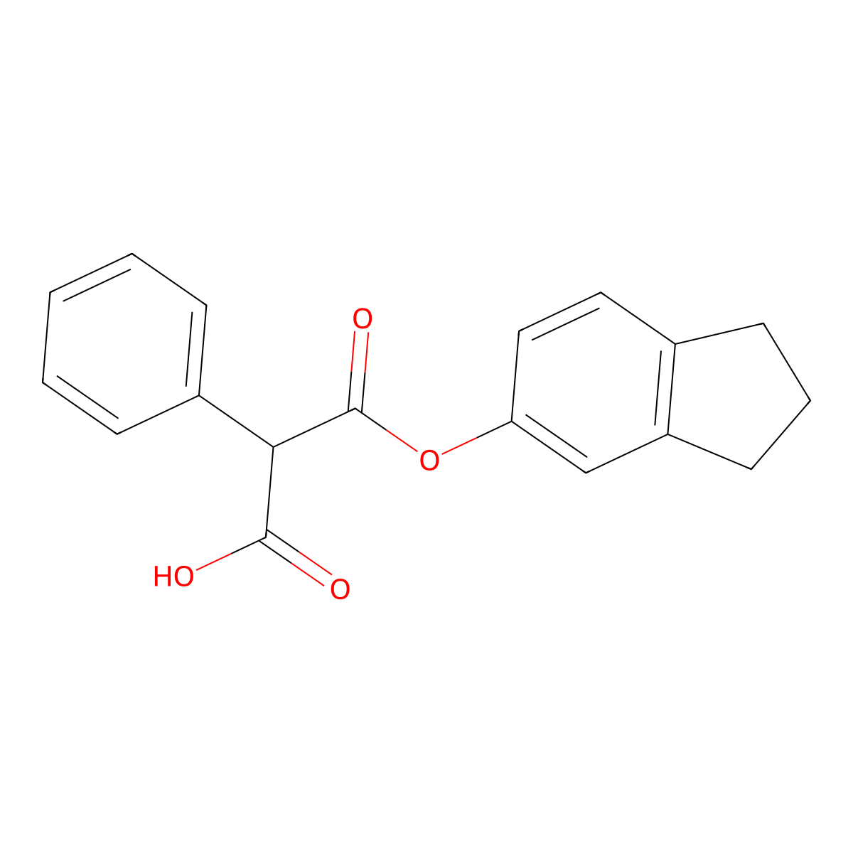3-(2,3-Dihydro-1h-inden-5-yloxy)-3-oxo-2-phenylpropanoic acid molecular structure, CAS 27932-00-9