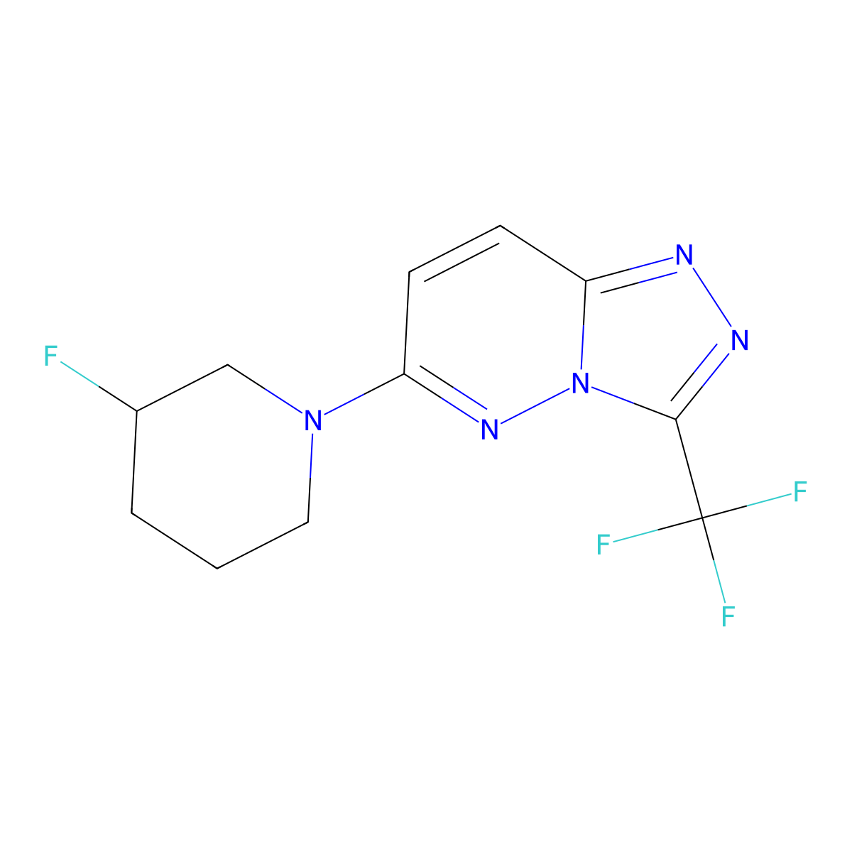 3-Fluoro-1-[3-(trifluoromethyl)-[1,2,4]triazolo[4,3-b]pyridazin-6-yl]piperidine molecular structure, CAS 2793282-41-2