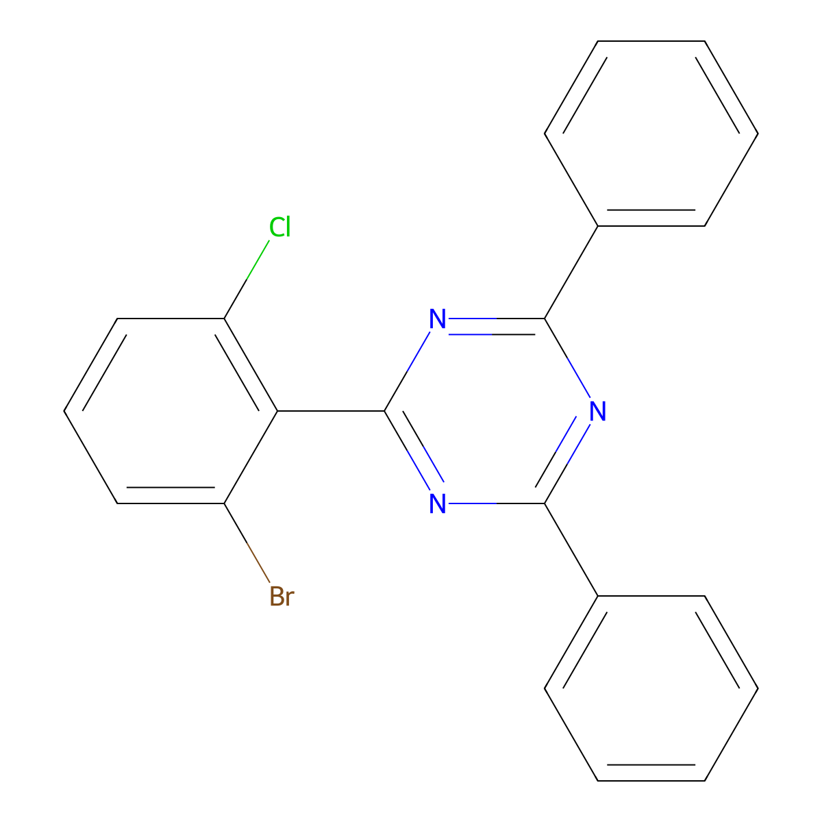 2-(2-Bromo-6-chlorophenyl)-4,6-diphenyl-1,3,5-triazine molecular structure, CAS 2793402-06-7