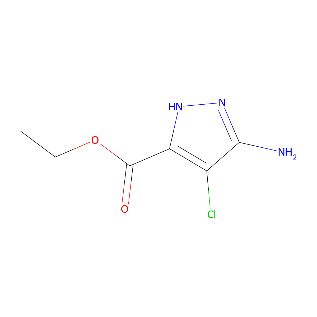 ethyl 5-amino-4-chloro-1H-pyrazole-3-carboxylate molecular structure, CAS 2793433-51-7