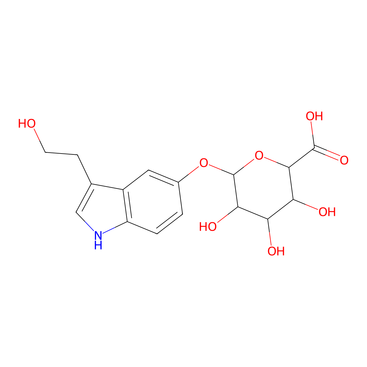 3-(2-Hydroxyethyl)-1H-indol-5-yl beta-D-glucopyranosiduronic acid molecular structure, CAS 27939-38-4