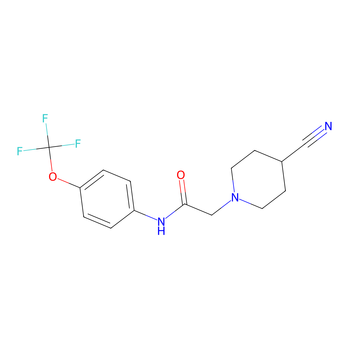 2-(4-cyanopiperidin-1-yl)-N-[4-(trifluoromethoxy)phenyl]acetamide molecular structure, CAS 2793995-07-8