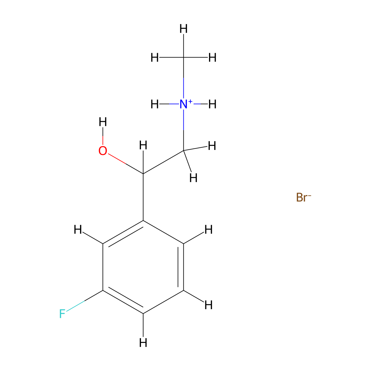 1-(3-Fluorophenyl)-2-(methylamino)ethan-1-ol--hydrogen bromide (1/1) molecular structure, CAS 2794-40-3