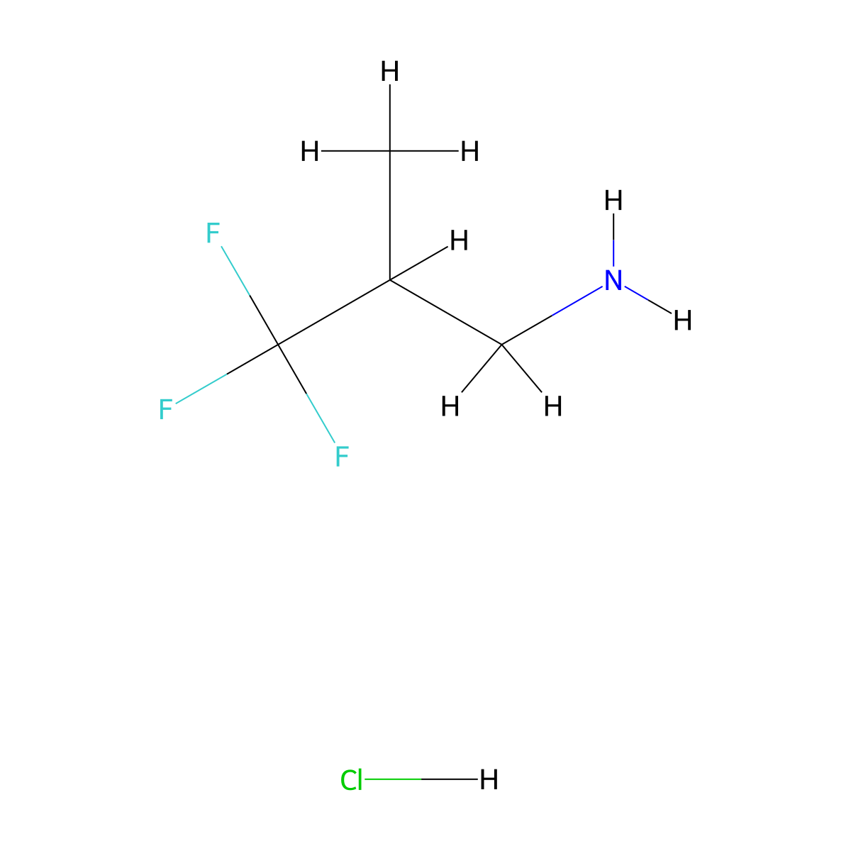 3,3,3-Trifluoro-2-methylpropan-1-amine hydrochloride molecular structure, CAS 2794-71-0