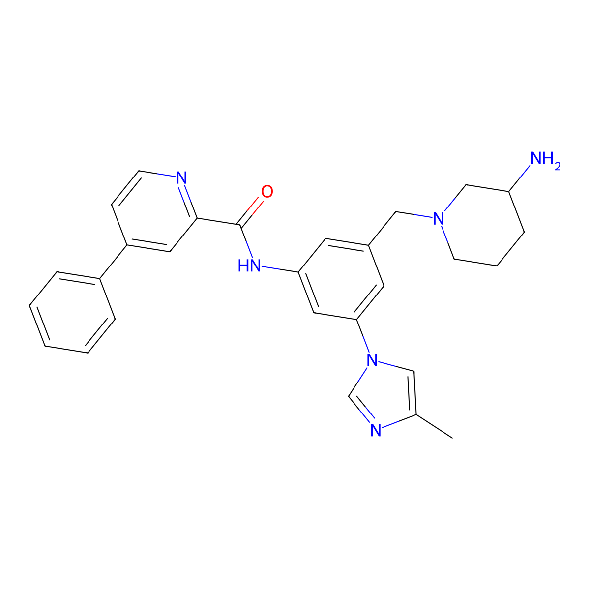 (S)-N-(3-((3-Aminopiperidin-1-YL)methyl)-5-(4-methyl-1H-imidazol-1-YL)phenyl)-4-phenylpicolinamide molecular structure, CAS 2794203-47-5