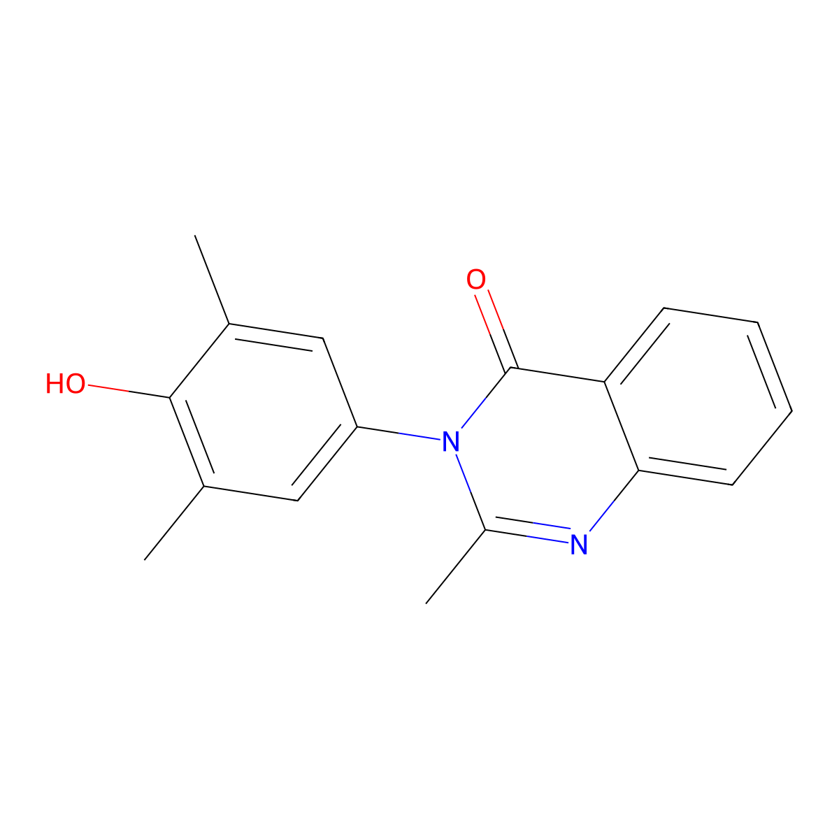 4(3H)-Quinazolinone, 3-(3,5-dimethyl-4-hydroxyphenyl)-2-methyl- molecular structure, CAS 27945-43-3