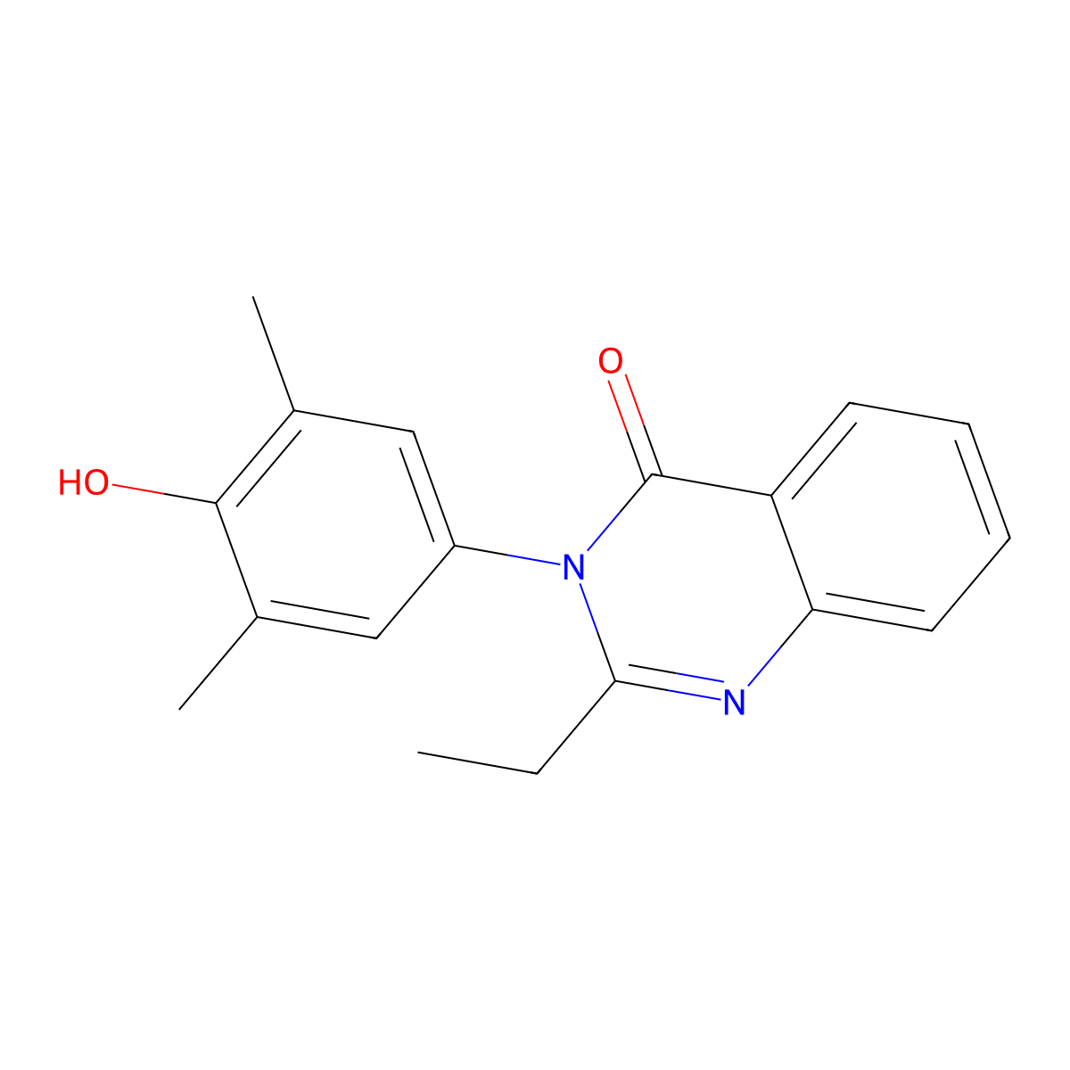 4(3H)-Quinazolinone, 3-(3,5-dimethyl-4-hydroxyphenyl)-2-ethyl- molecular structure, CAS 27945-45-5