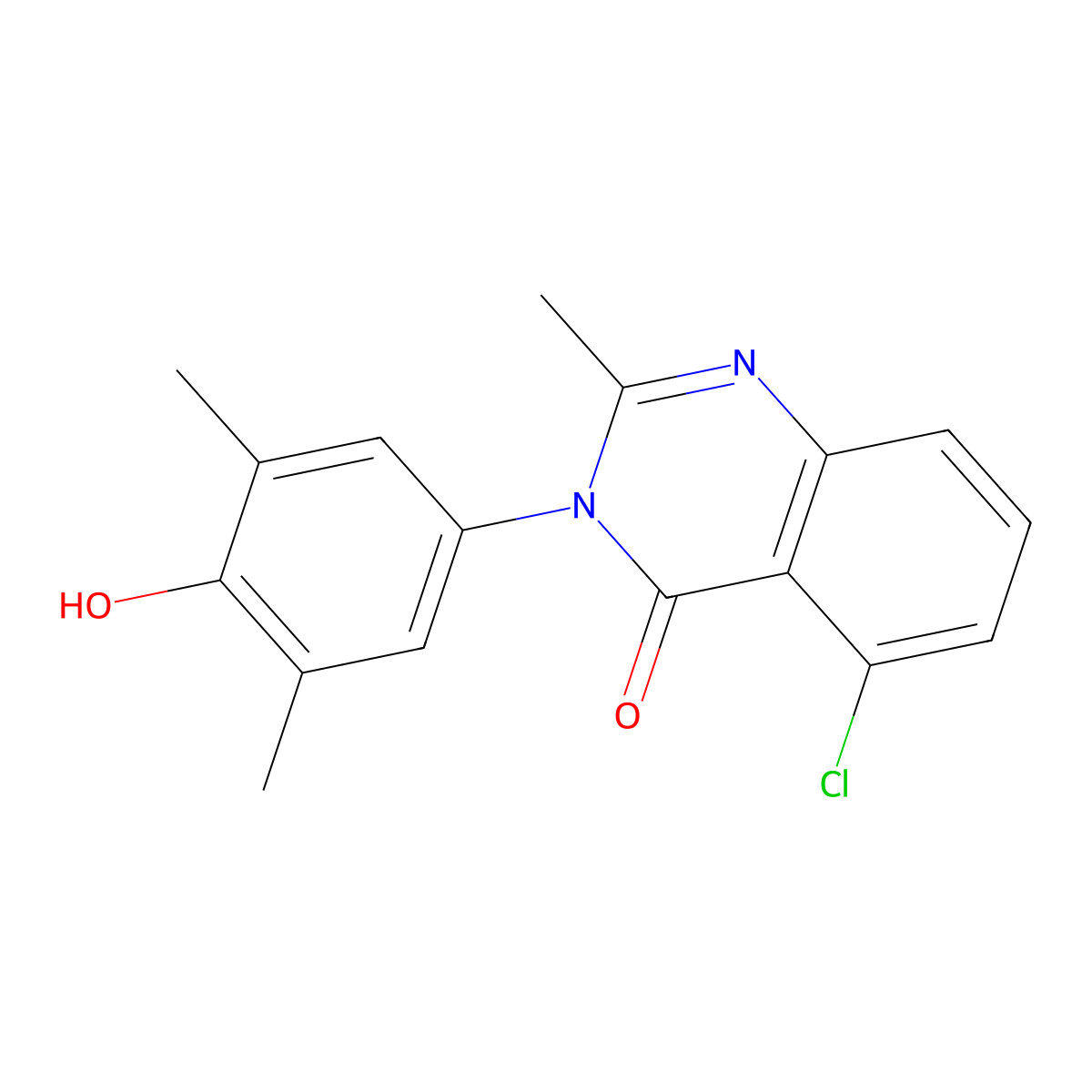 4(3H)-Quinazolinone, 5-chloro-3-(3,5-dimethyl-4-hydroxyphenyl)-2-methyl- molecular structure, CAS 27945-51-3