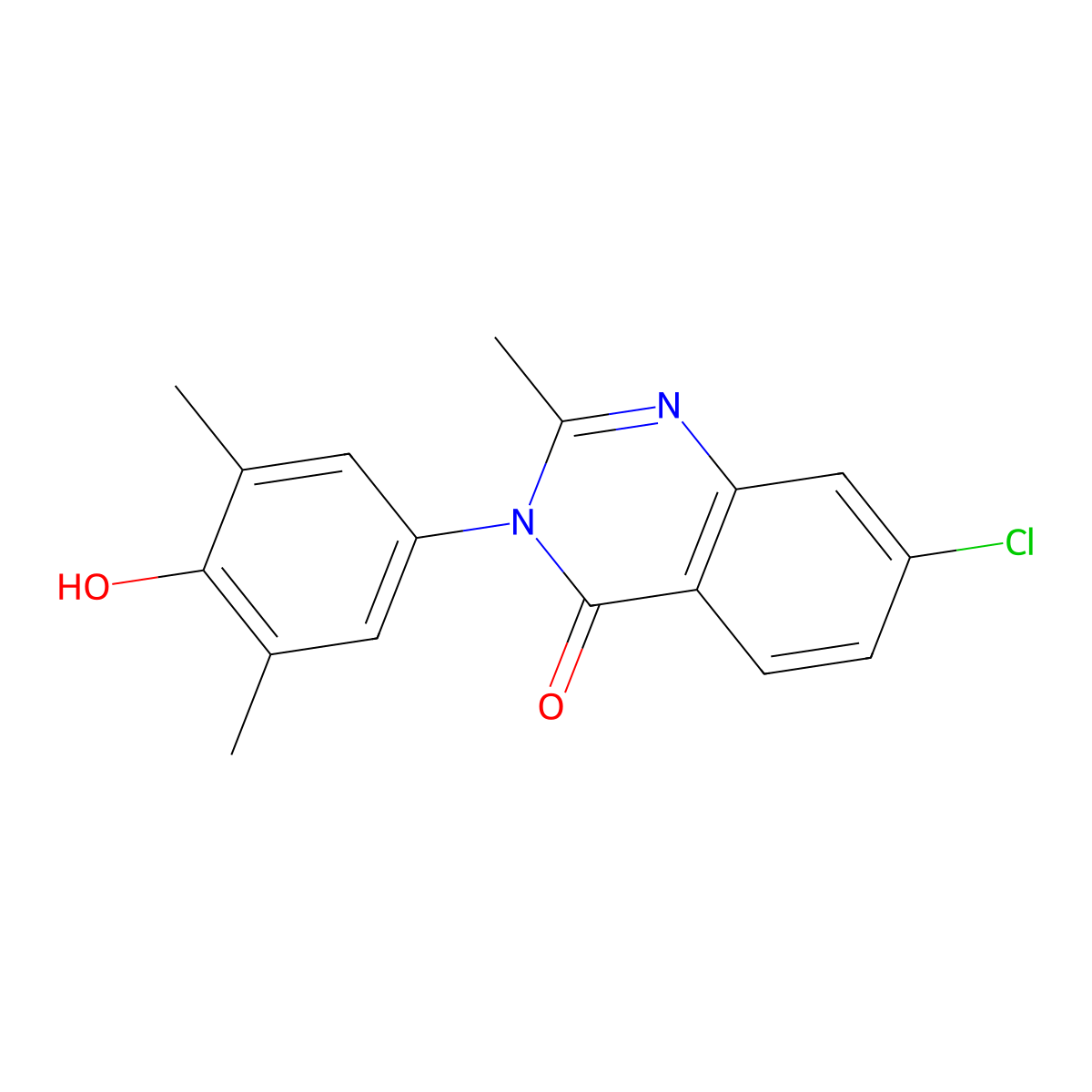 4(3H)-Quinazolinone, 7-chloro-3-(3,5-dimethyl-4-hydroxyphenyl)-2-methyl- molecular structure, CAS 27945-53-5