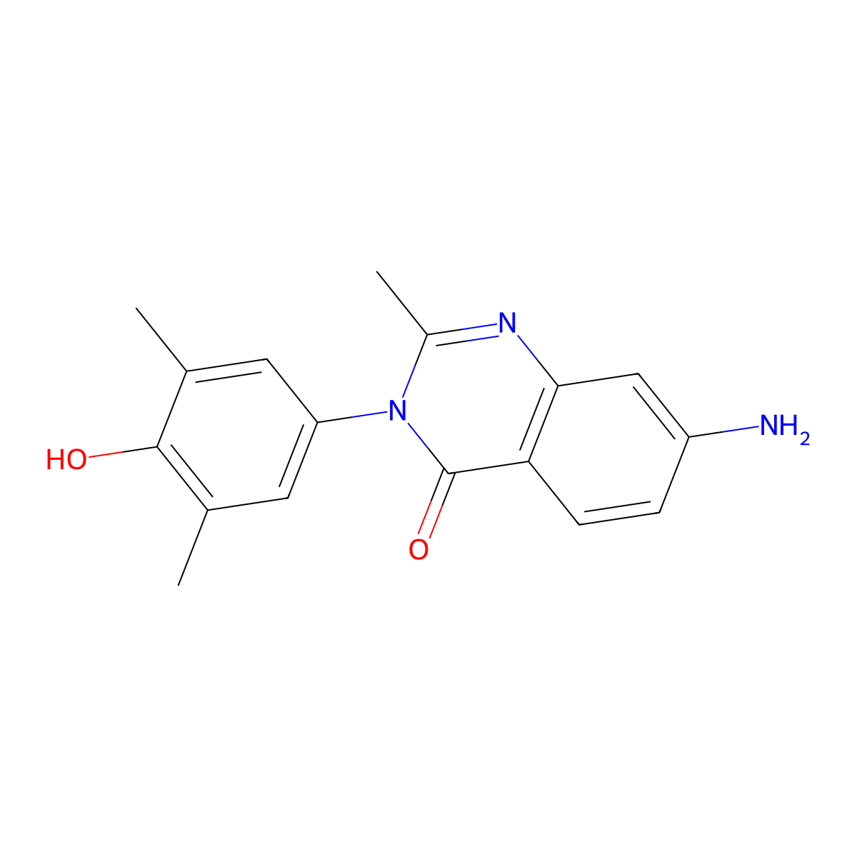 4(3H)-Quinazolinone, 7-amino-3-(3,5-dimethyl-4-hydroxyphenyl)-2-methyl- molecular structure, CAS 27945-58-0