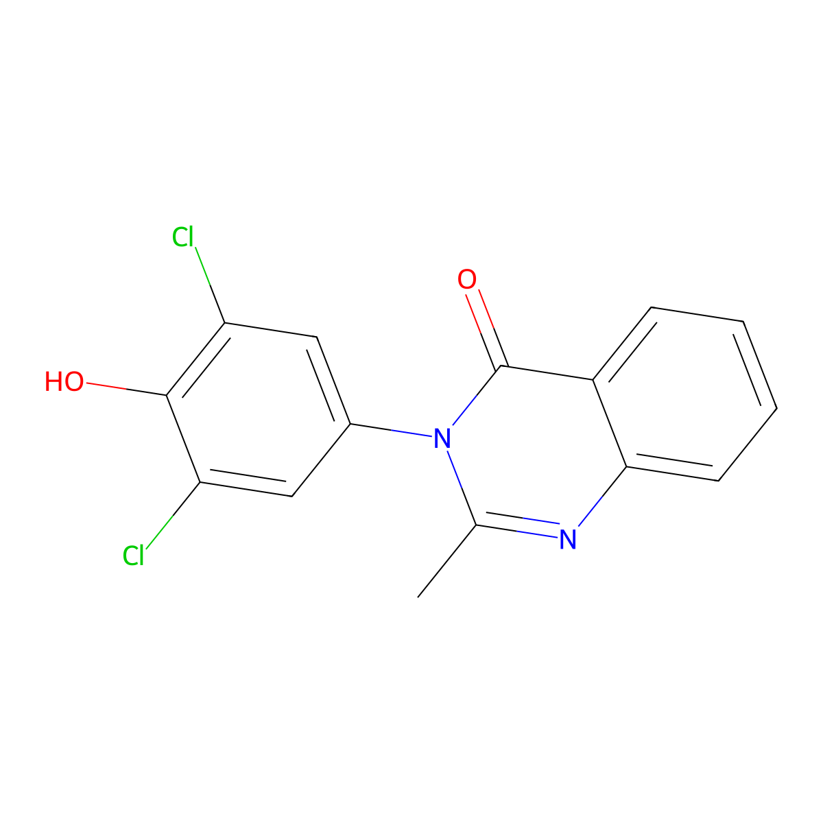 4(3H)-Quinazolinone, 3-(3,5-dichloro-4-hydroxyphenyl)-2-methyl- molecular structure, CAS 27945-59-1