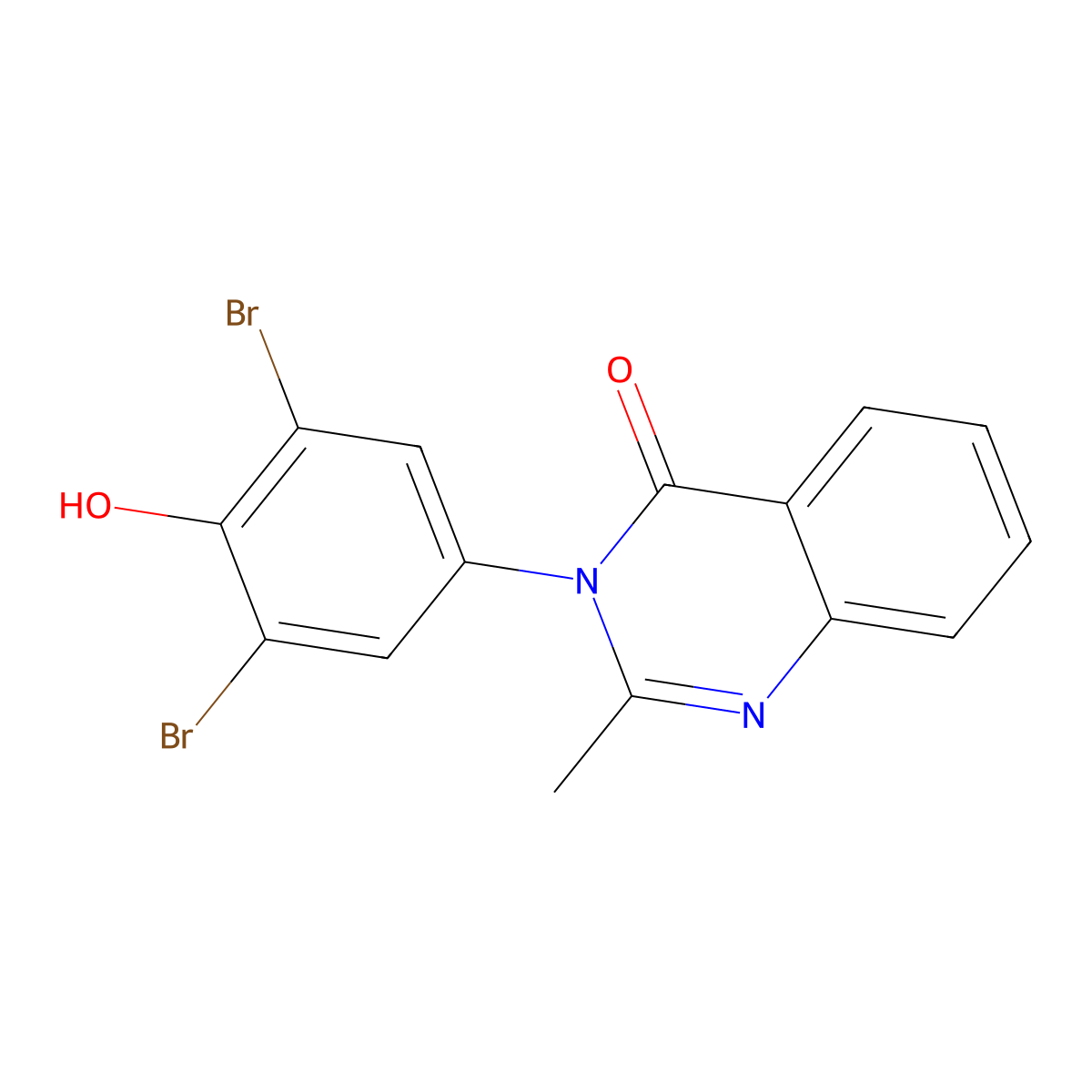 4(3H)-Quinazolinone, 3-(3,5-dibromo-4-hydroxyphenyl)-2-methyl- molecular structure, CAS 27945-60-4