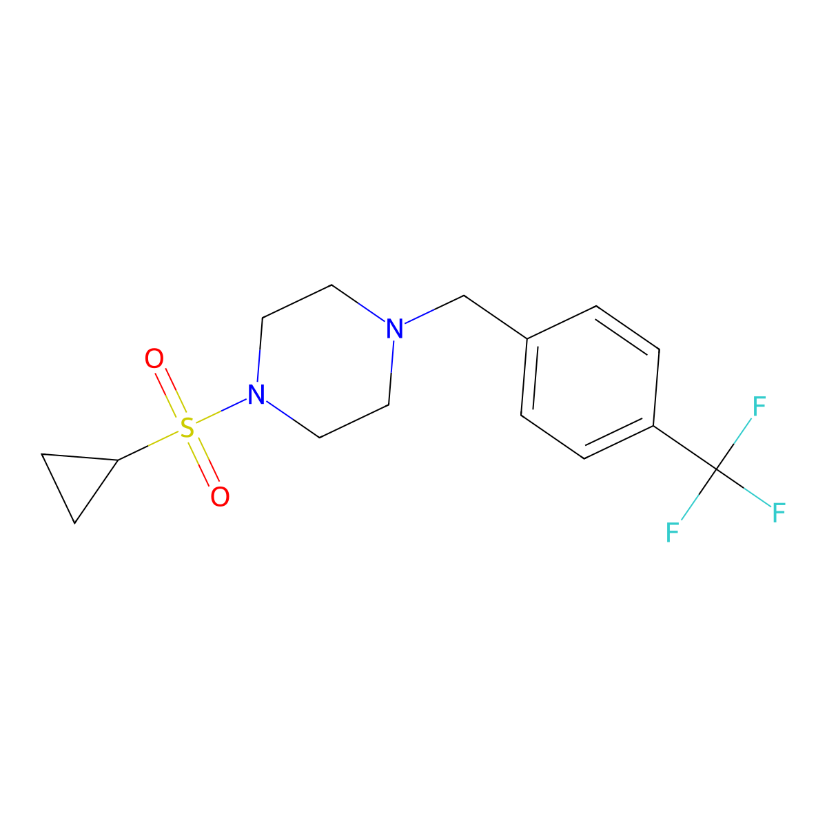 1-(Cyclopropanesulfonyl)-4-{[4-(trifluoromethyl)phenyl]methyl}piperazine molecular structure, CAS 2794658-07-2