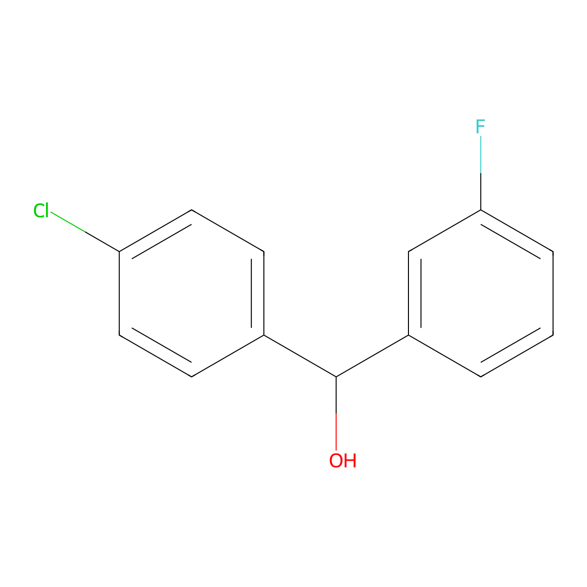 (4-Chlorophenyl)(3-fluorophenyl)methanol molecular structure, CAS 2795-71-3