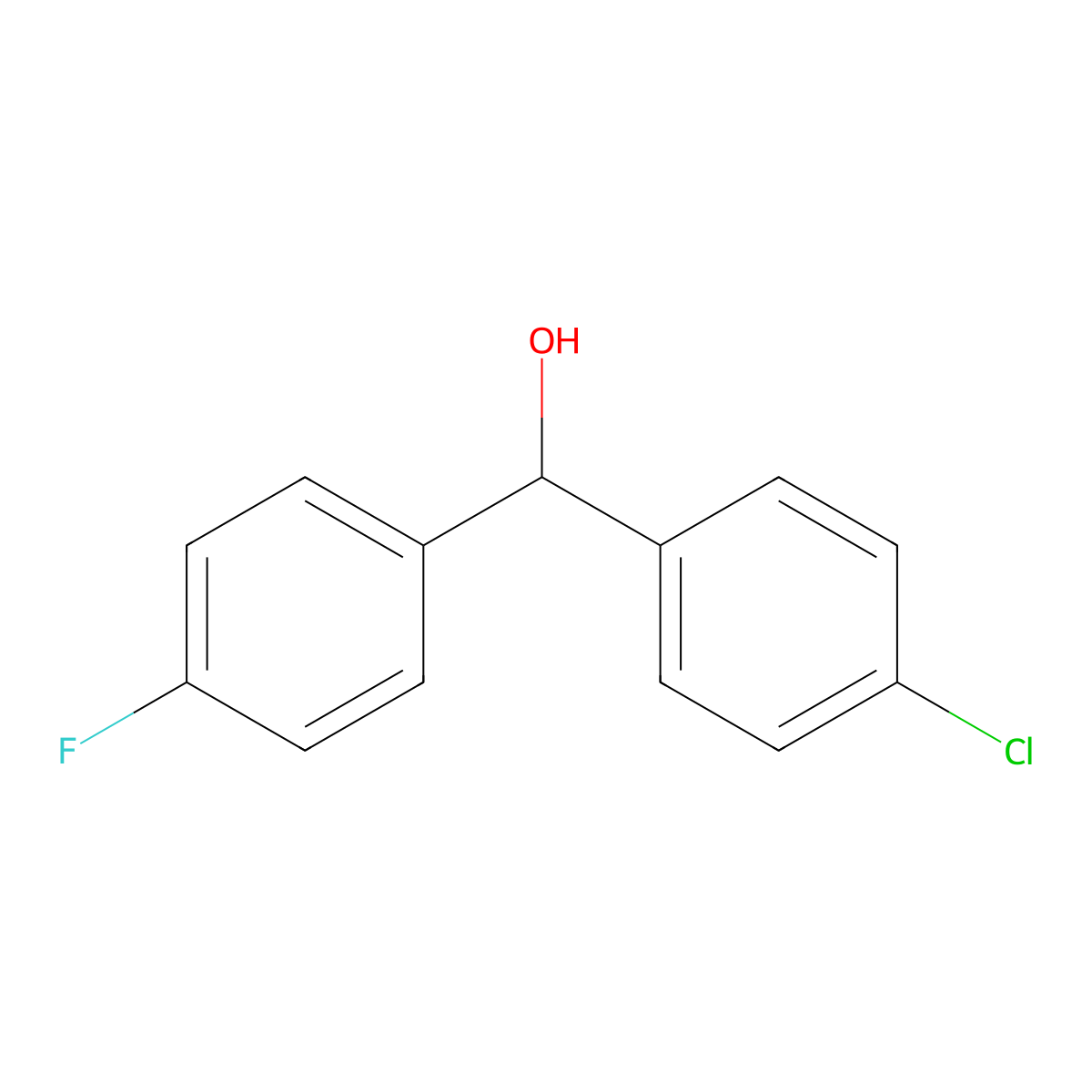 (4-Chlorophenyl)(4-fluorophenyl)methanol molecular structure, CAS 2795-76-8