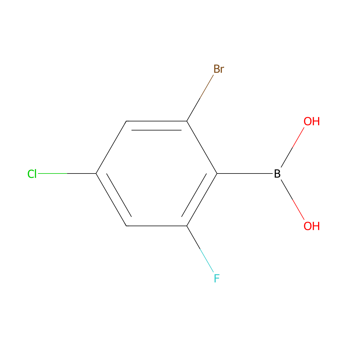 2-Bromo-6-fluoro-4-chlorophenylboronic acid molecular structure, CAS 2795134-19-7