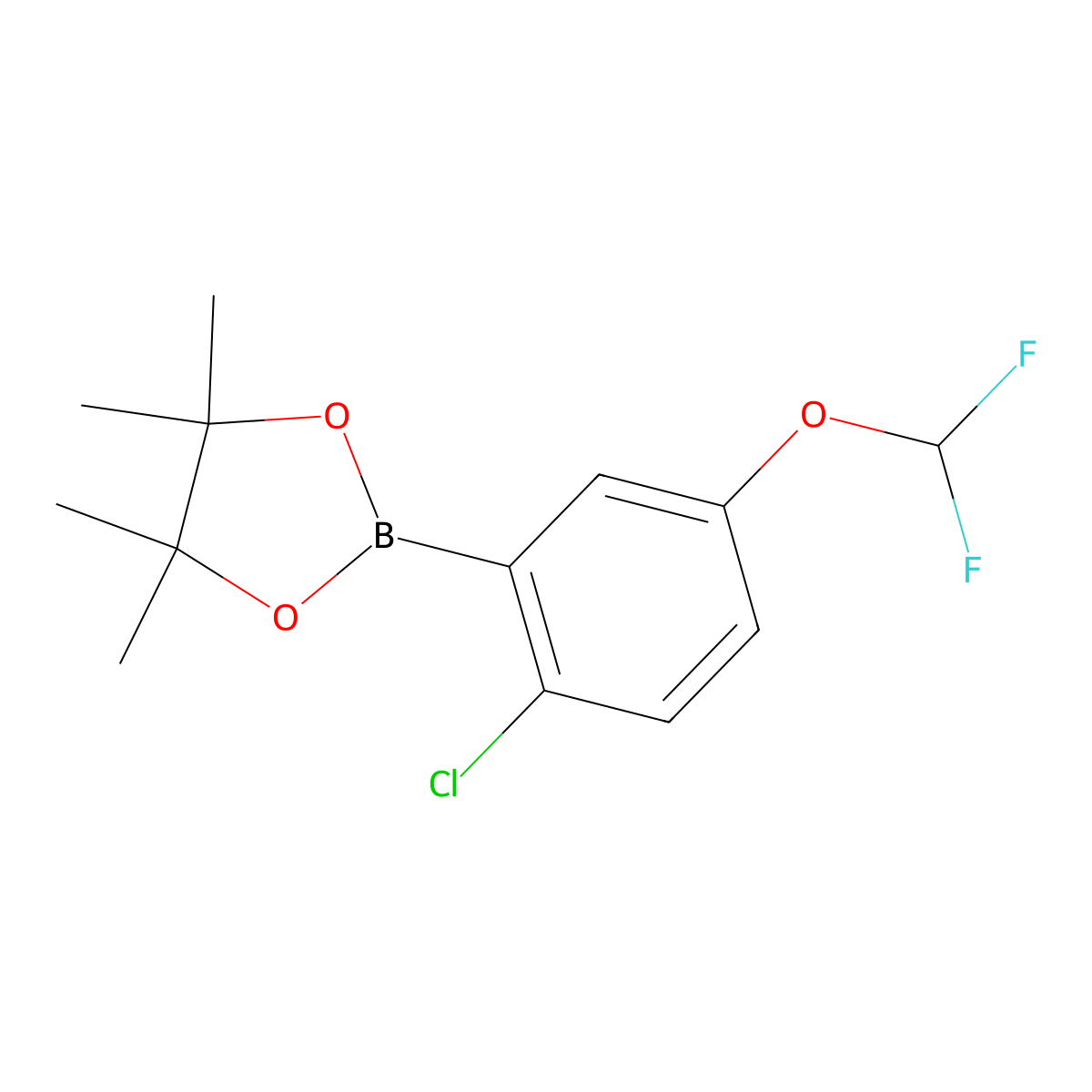 2-(2-Chloro-5-(difluoromethoxy)phenyl)-4,4,5,5-tetramethyl-1,3,2-dioxaborolane molecular structure, CAS 2795220-82-3