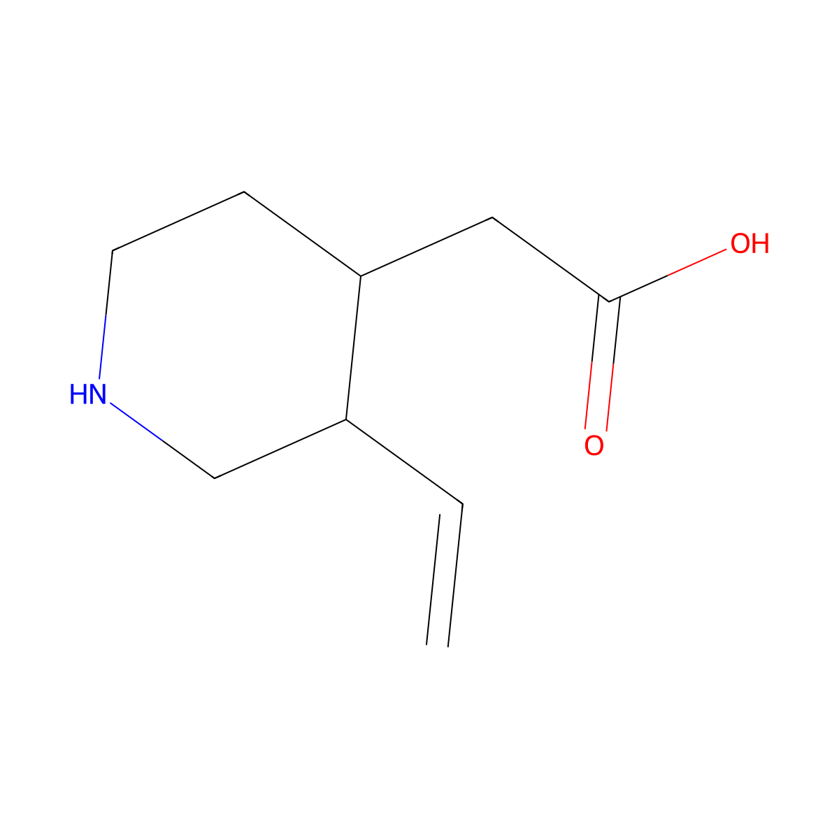 [(3R,4S)-3-Ethenylpiperidin-4-yl]acetic acid molecular structure, CAS 27954-14-9