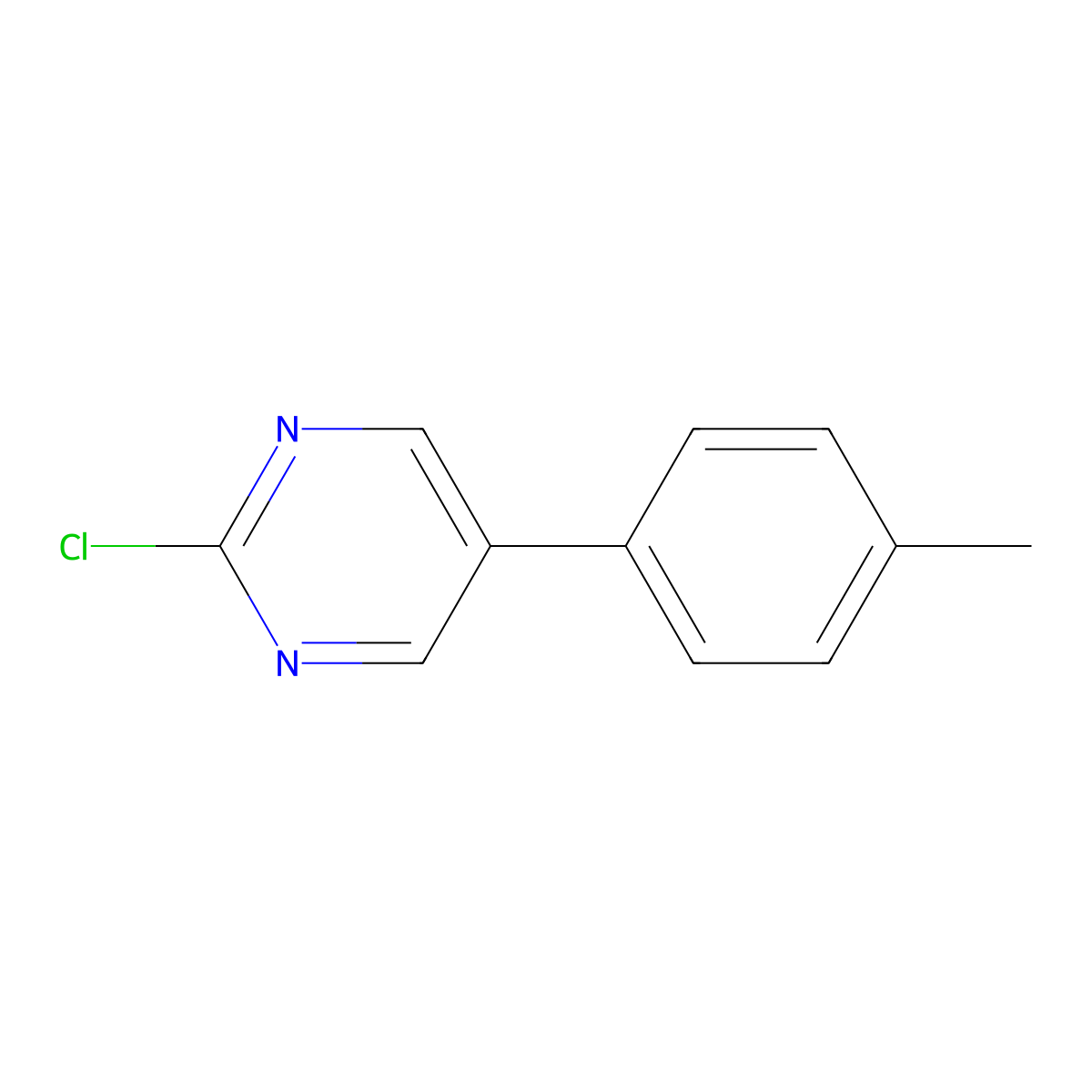 2-Chloro-5-(4-methylphenyl)pyrimidine molecular structure, CAS 27956-37-2