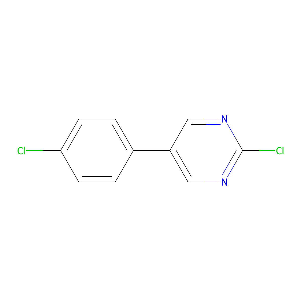2-Chloro-5-(4-chlorophenyl)pyrimidine molecular structure, CAS 27956-40-7