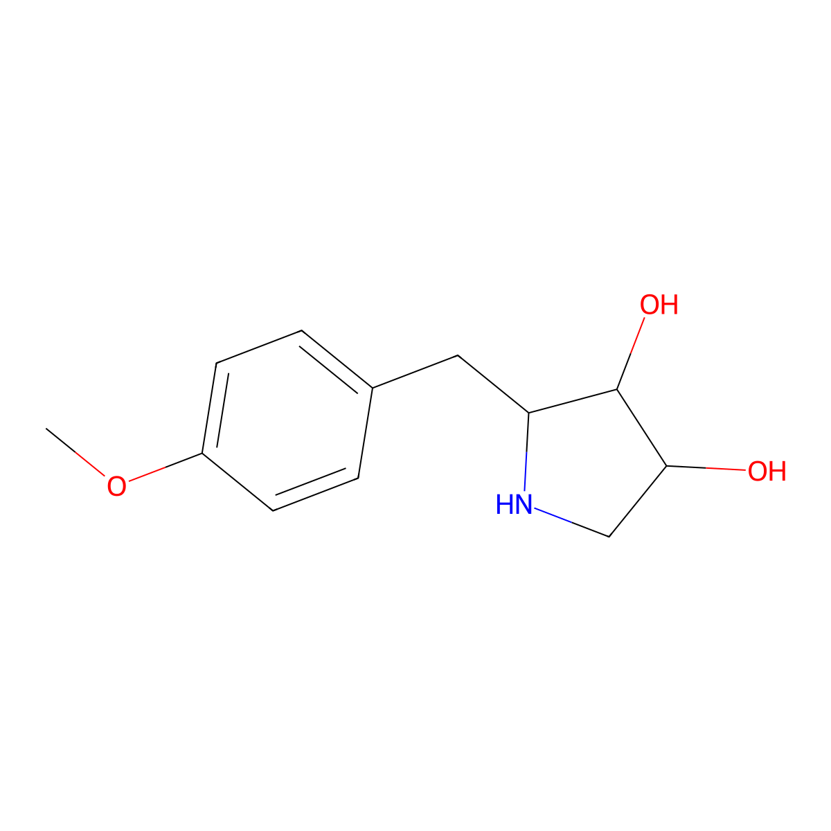 Deacetylanisomycin molecular structure, CAS 27958-06-1