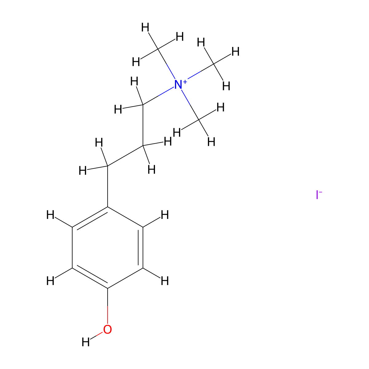 Ammonium, (3-(p-hydroxyphenyl)propyl)trimethyl-, iodide molecular structure, CAS 27958-43-6
