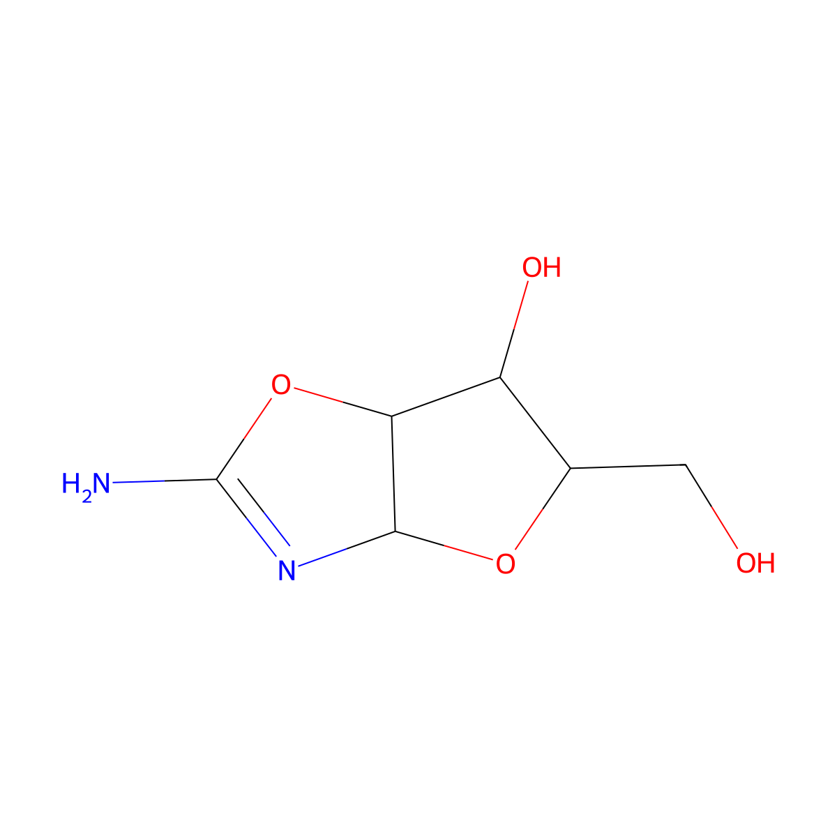 2-Amino-beta-D-arabinofurano[1',2':4,5]oxazoline molecular structure, CAS 27963-98-0