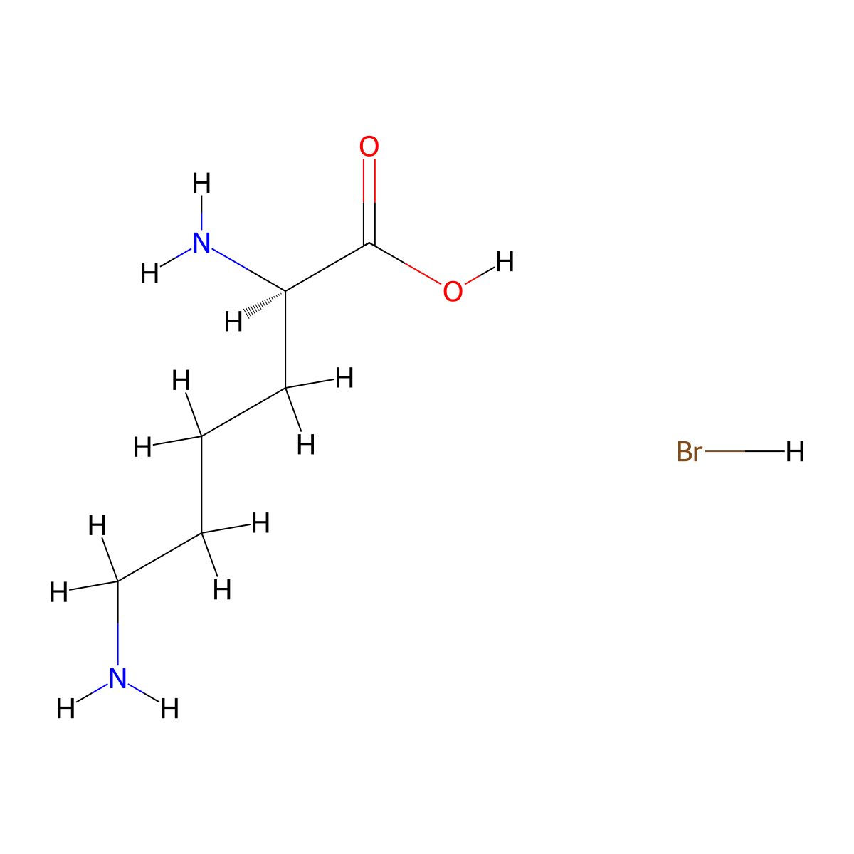 (2R)-2,6-diaminohexanoic acid;hydrobromide molecular structure, CAS 27964-99-4