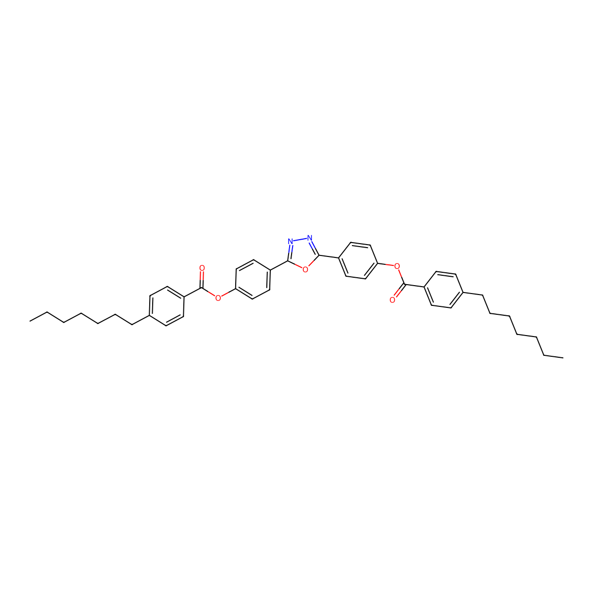 (1,3,4-Oxadiazole-2,5-diyl)bis(4,1-phenylene) bis(4-heptylbenzoate) molecular structure, CAS 279675-92-2