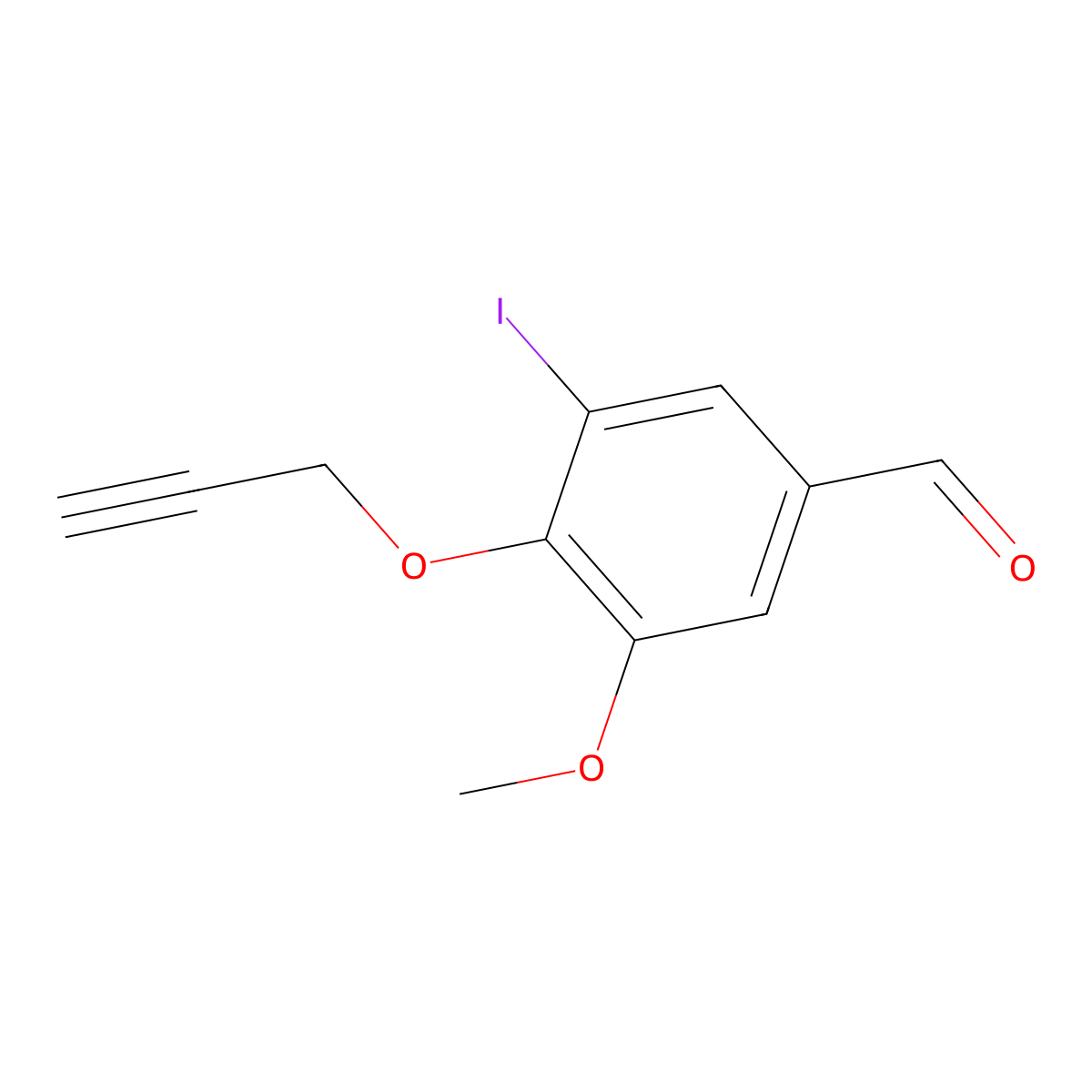 3-Iodo-5-methoxy-4-(prop-2-yn-1-yloxy)benzaldehyde molecular structure, CAS 279680-91-0