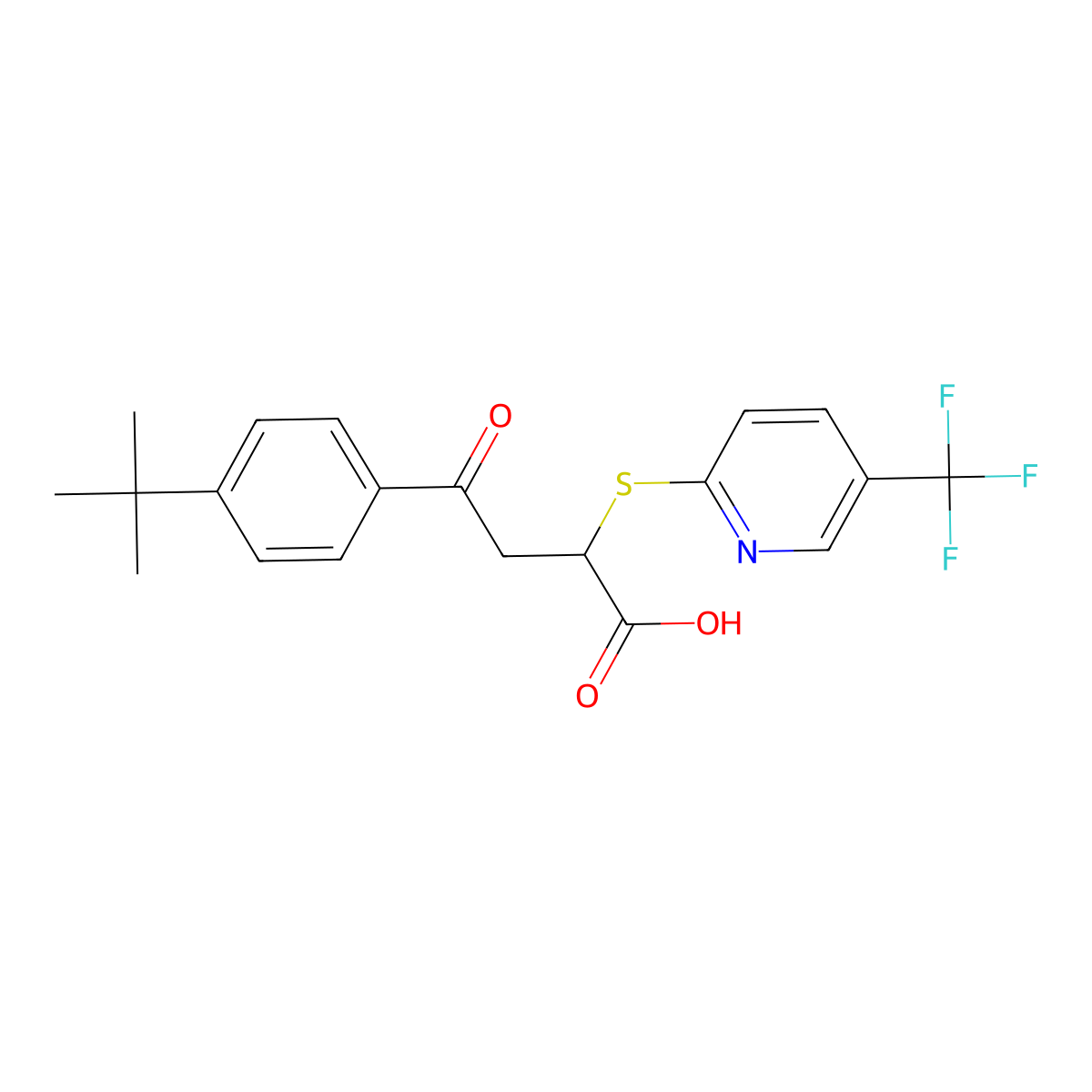 4-(4-Tert-butylphenyl)-4-oxo-2-[5-(trifluoromethyl)pyridin-2-yl]sulfanylbutanoic acid molecular structure, CAS 279691-64-4