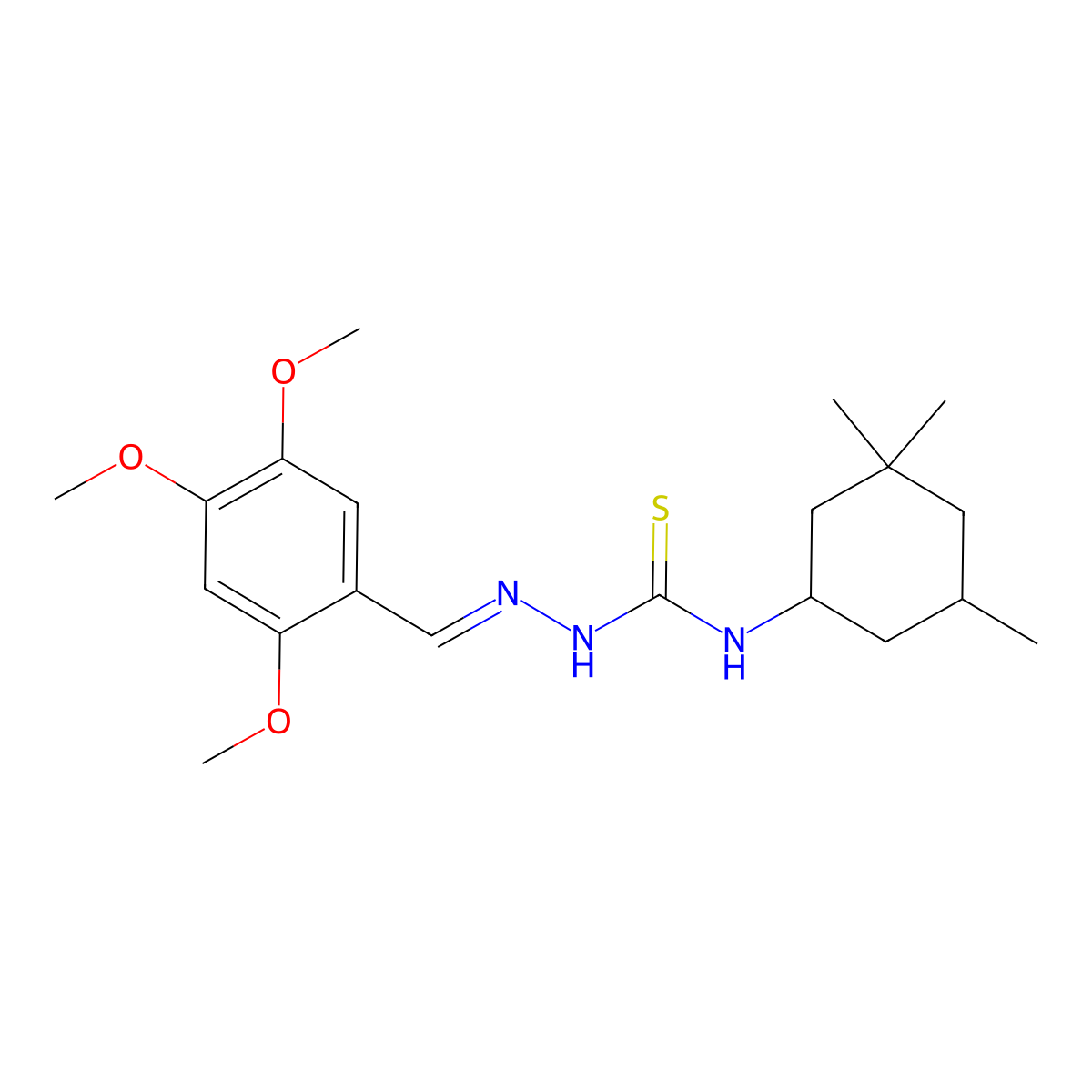 2-[(2,4,5-Trimethoxyphenyl)methylene]-N-(3,3,5-trimethylcyclohexyl)hydrazinecarbothioamide molecular structure, CAS 279692-24-9