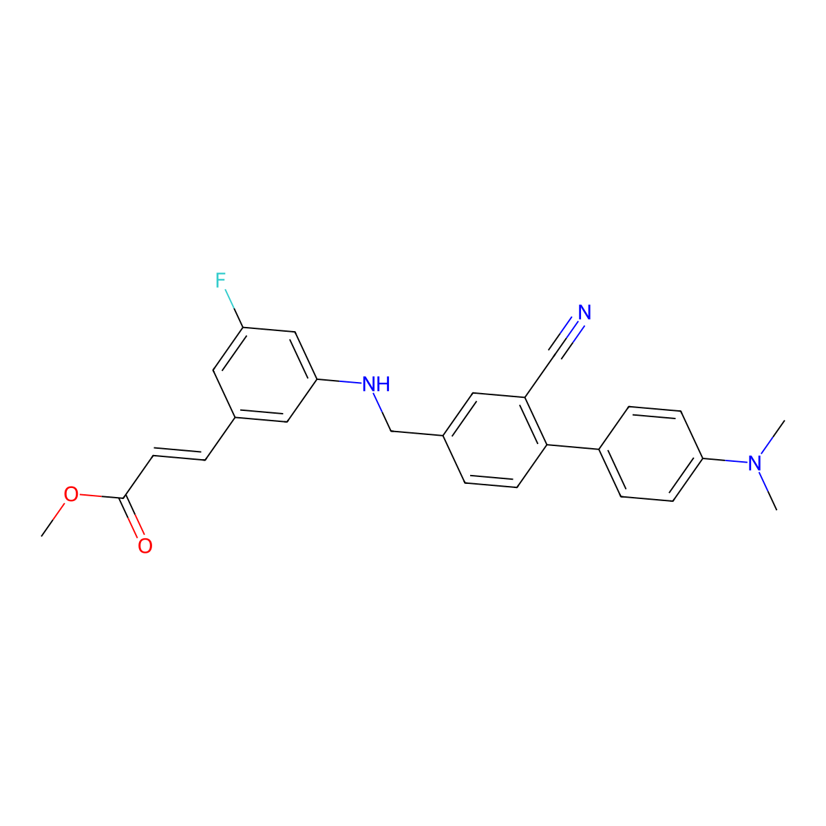 Methyl (E)-3-[3-[[[2-cyano-4'-(dimethylamino)-4-biphenylyl]methyl]amino]-5-fluorophenyl]acrylate molecular structure, CAS 2796990-01-5