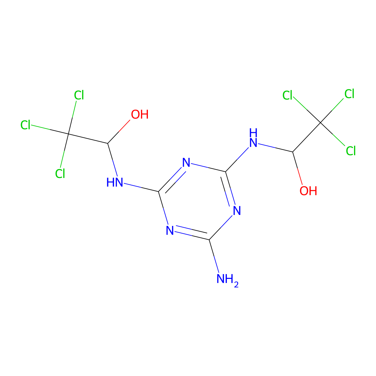 1,1'-(6-Amino-1,3,5-triazine-2,4-diyl)diimino)bis(2,2,2-trichloroethanol) molecular structure, CAS 2797-59-3