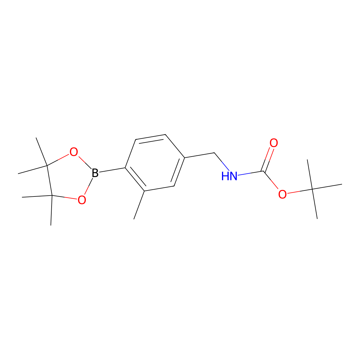 Tert-butyl (3-methyl-4-(4,4,5,5-tetramethyl-1,3,2-dioxaborolan-2-YL)benzyl)carbamate molecular structure, CAS 2797183-45-8