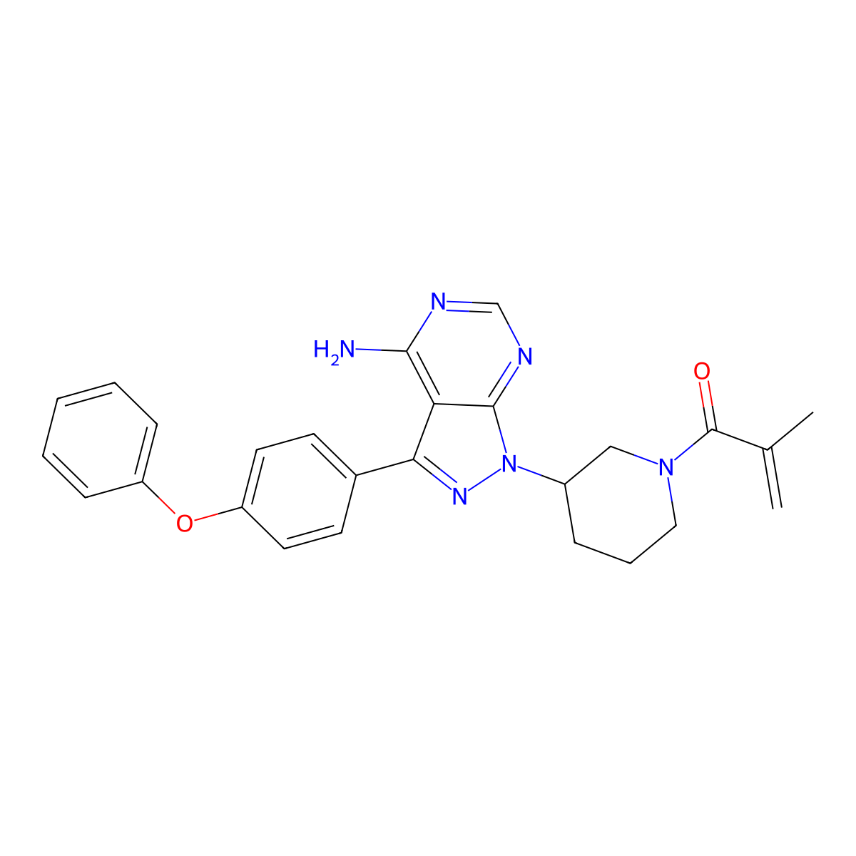 (R)-1-(3-(4-Amino-3-(4-phenoxyphenyl)-1H-pyrazolo[3,4-d]pyrimidin-1-yl)piperidin-1-yl)-2-methylprop-2-en-1-one (Ibrutinib Impurity) molecular structure, CAS 2797253-43-9