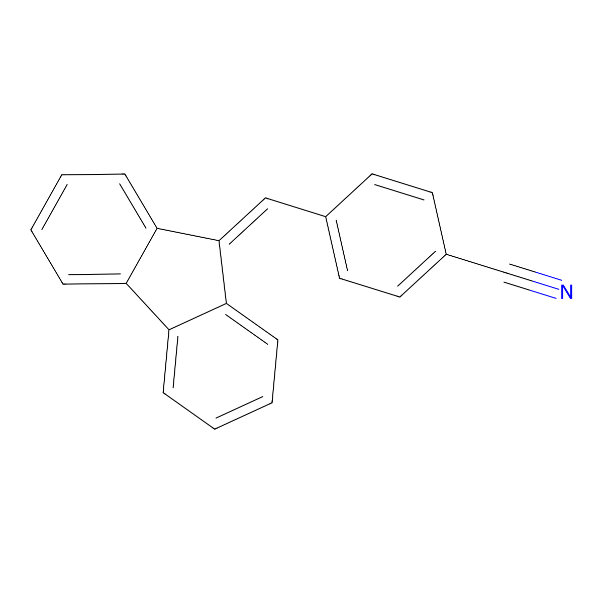 4-(9H-Fluoren-9-ylidenemethyl)benzonitrile molecular structure, CAS 27973-41-7