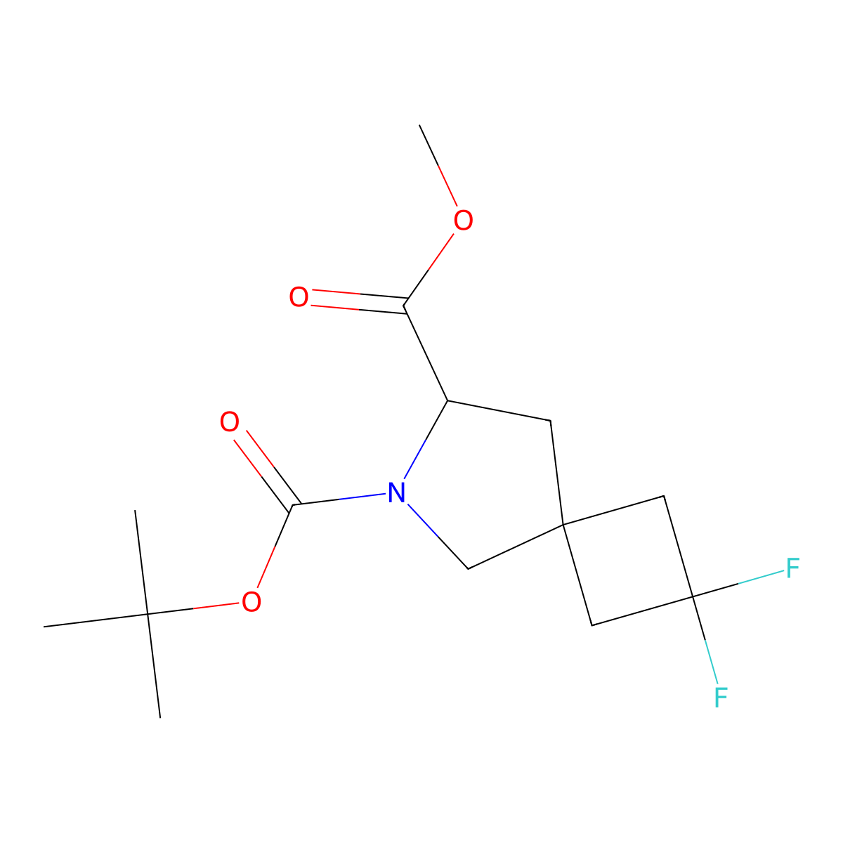O6-Tert-butyl O7-methyl 2,2-difluoro-6-azaspiro[3.4]octane-6,7-dicarboxylate molecular structure, CAS 2797494-25-6
