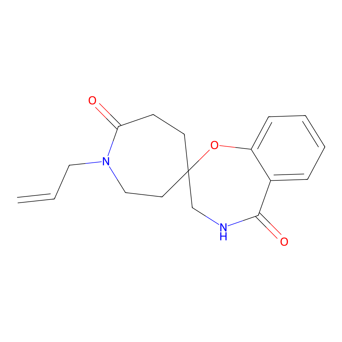 1-allyl-3',4'-dihydro-5'H-spiro[azepane-4,2'-benzo[f][1,4]oxazepine]-5',7-dione molecular structure, CAS 2797687-62-6