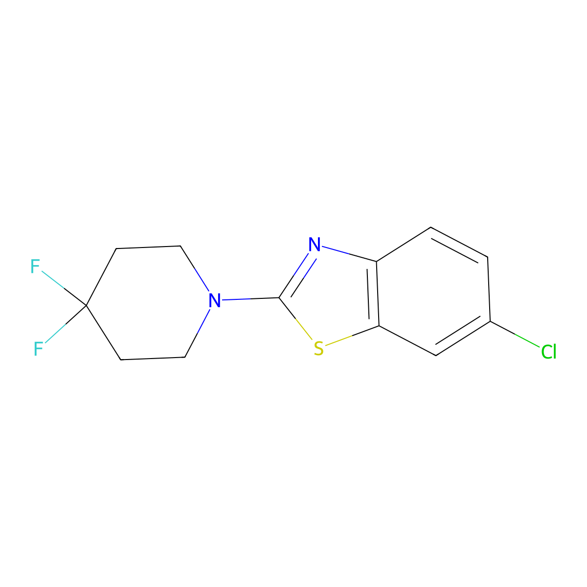 6-Chloro-2-(4,4-difluoropiperidin-1-yl)-1,3-benzothiazole molecular structure, CAS 2797782-97-7