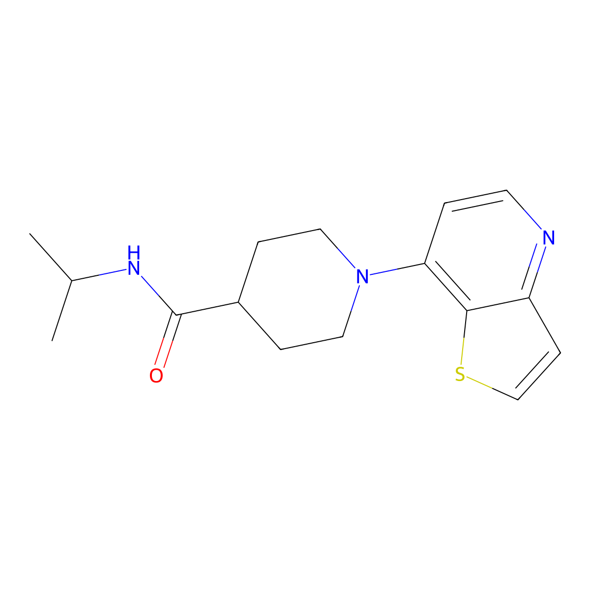N-(propan-2-yl)-1-{thieno[3,2-b]pyridin-7-yl}piperidine-4-carboxamide molecular structure, CAS 2797923-09-0