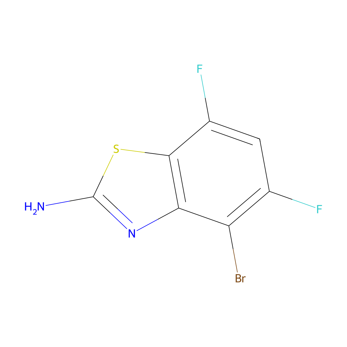 4-Bromo-5,7-difluoro-1,3-benzothiazol-2-amine molecular structure, CAS 2797977-82-1
