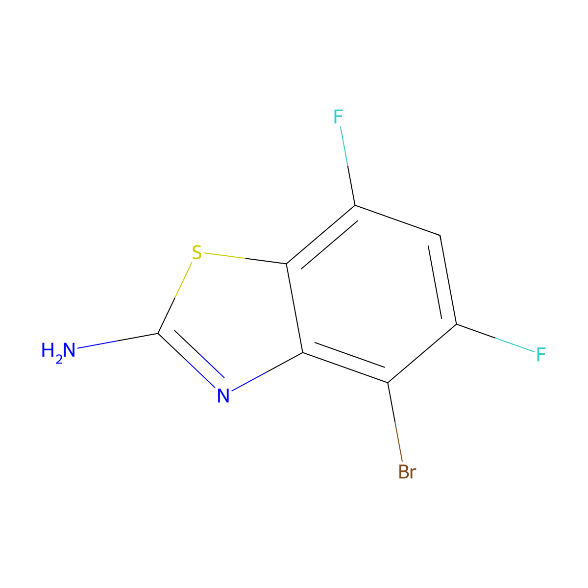 4-Bromo-5,7-difluoro-1,3-benzothiazol-2-amine molecular structure, CAS 2797977-82-1