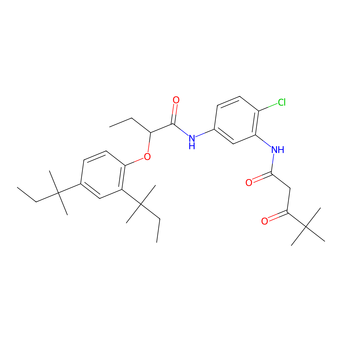 Pentanamide, N-(5-((2-(2,4-bis(1,1-dimethylpropyl)phenoxy)-1-oxobutyl)amino)-2-chlorophenyl)-4,4-dimethyl-3-oxo- molecular structure, CAS 27982-36-1