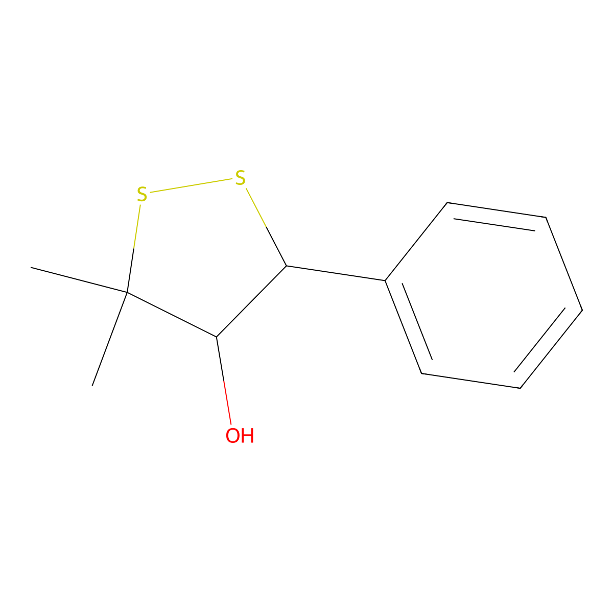 (4S,5R)-3,3-dimethyl-5-phenyl-1,2-dithiolan-4-ol molecular structure, CAS 2798904-21-7