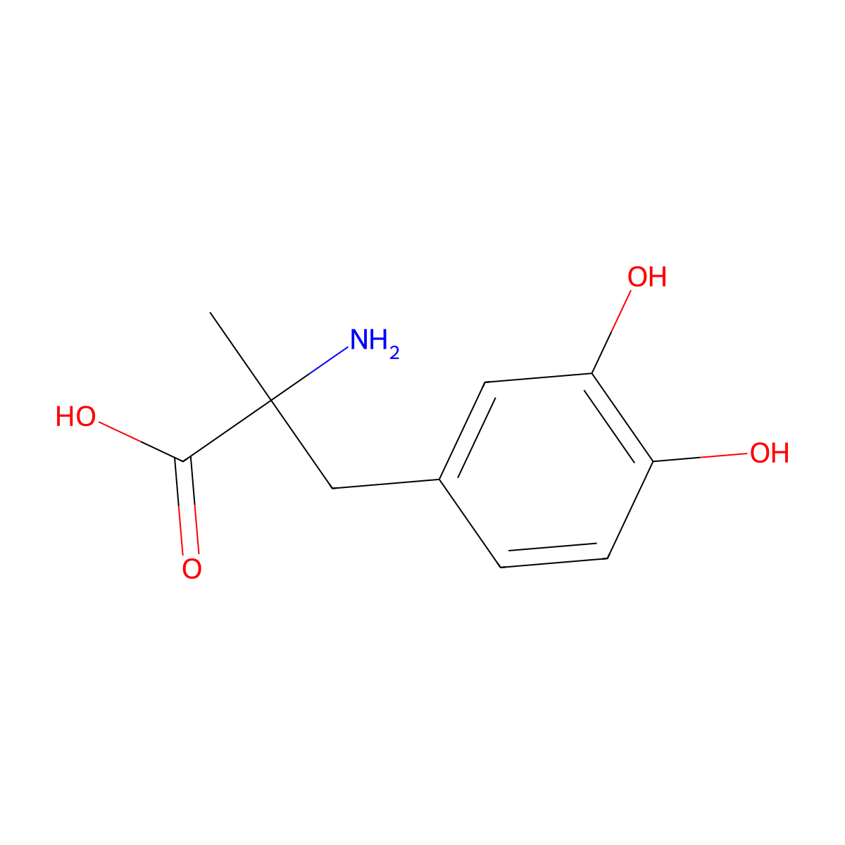 Methyldopa, D- molecular structure, CAS 2799-15-7