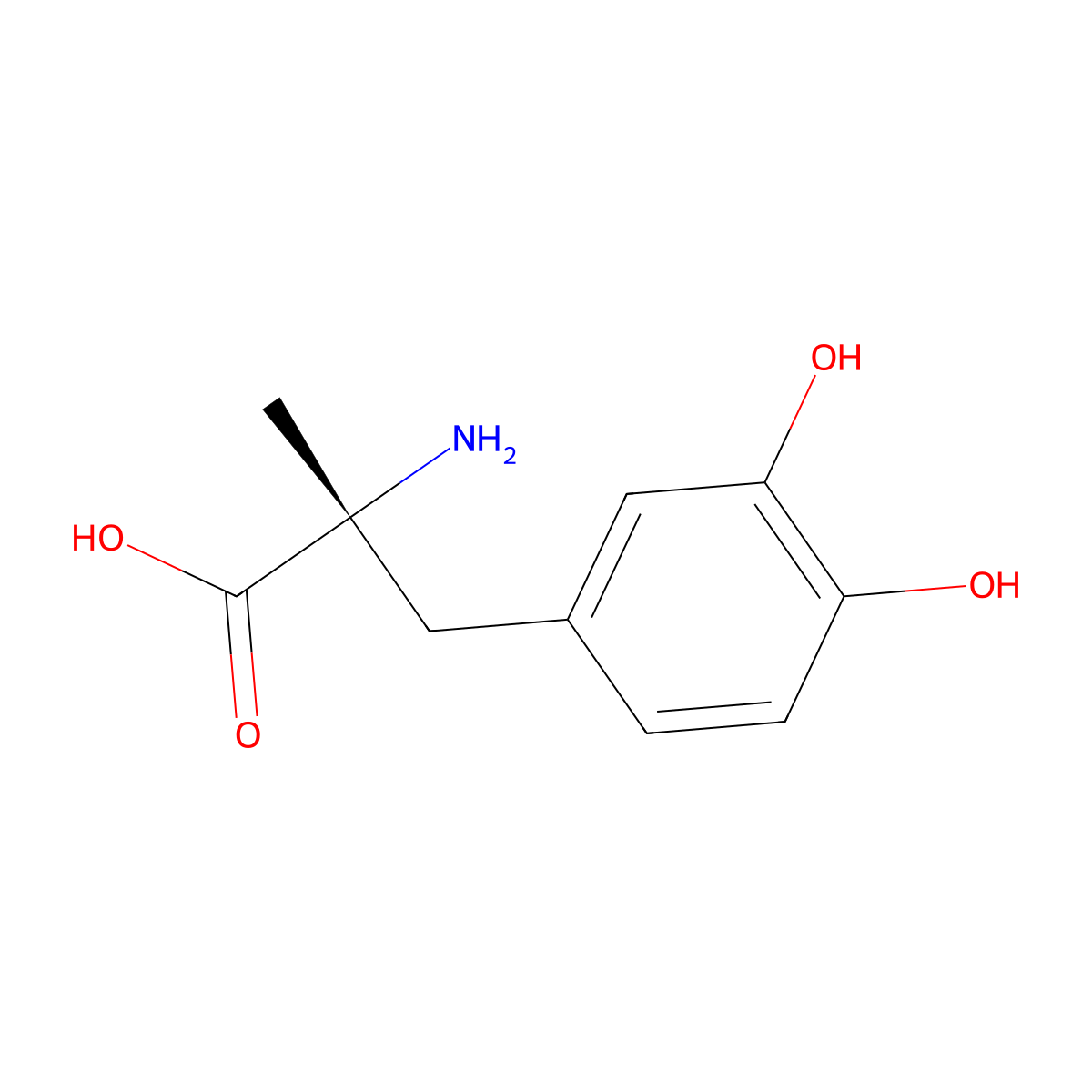 Methyldopa, D- molecular structure, CAS 2799-15-7
