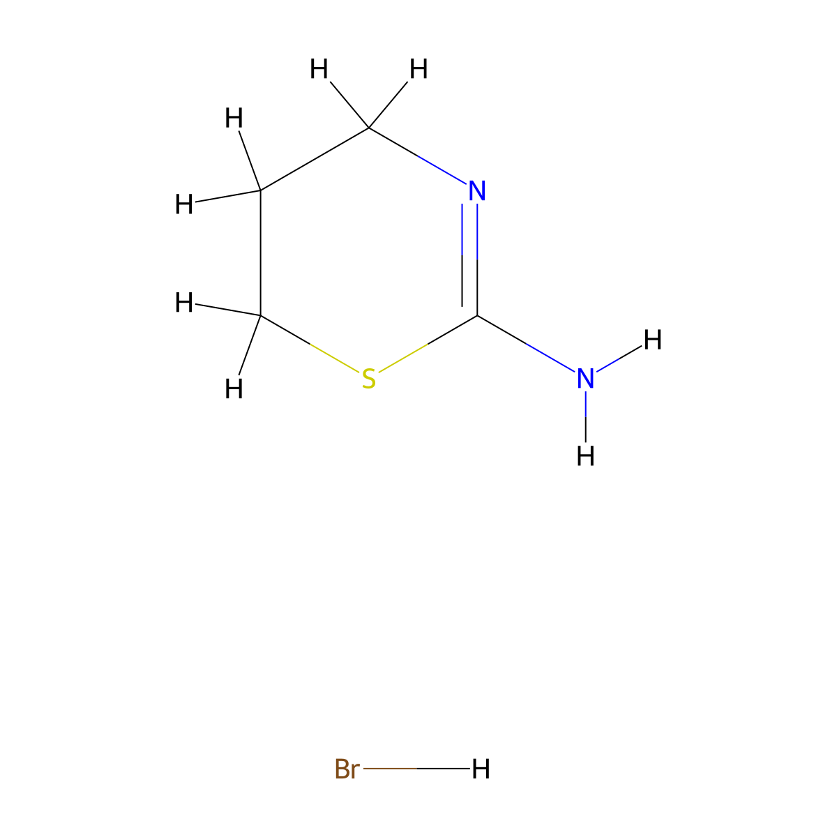 2-amino-5,6-dihydro-4H-1,3-thiazine hydrobromide molecular structure, CAS 2799-75-9