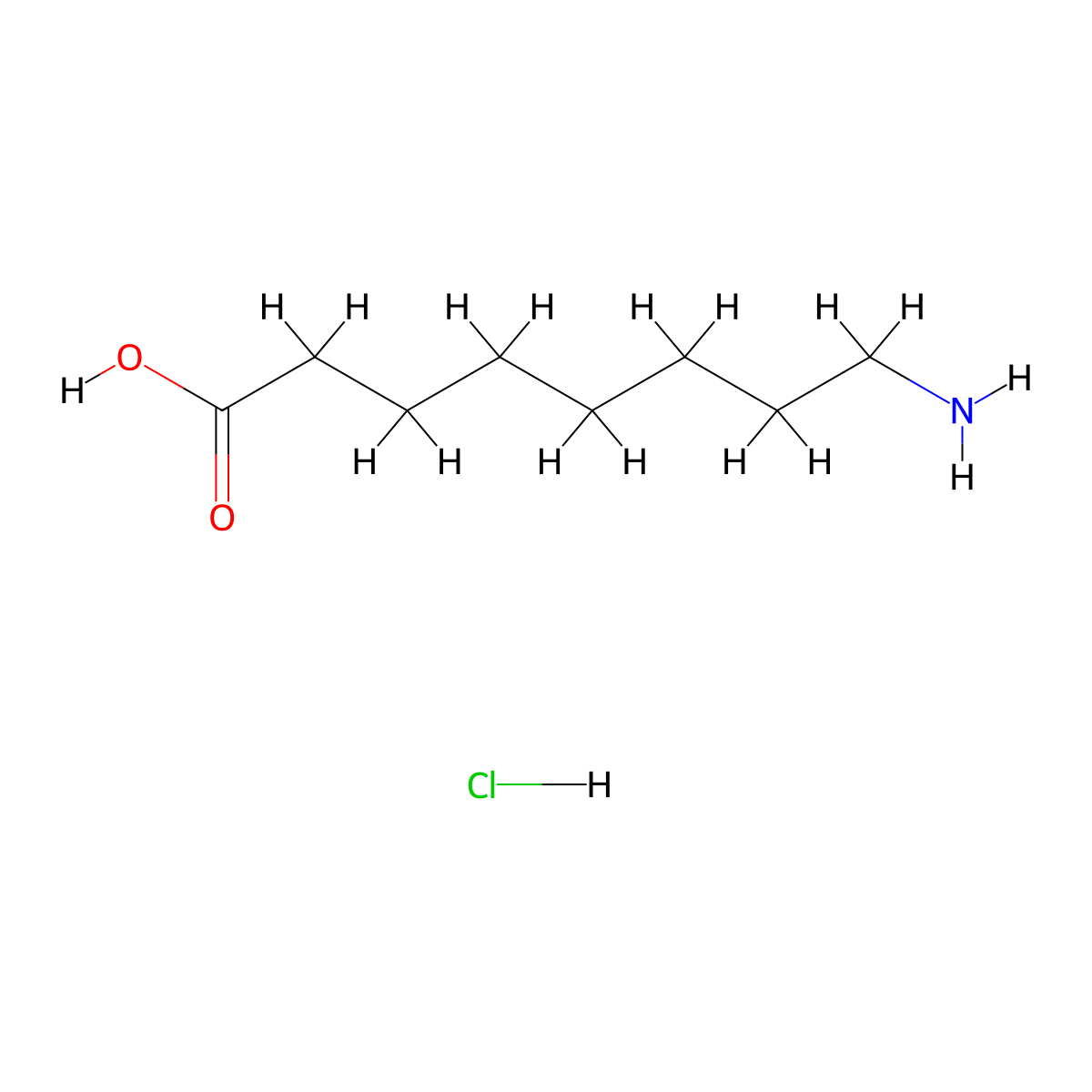 8-Aminooctanoic acid hydrochloride molecular structure, CAS 27991-81-7
